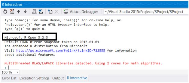 Microsoft R Open being used in the shell